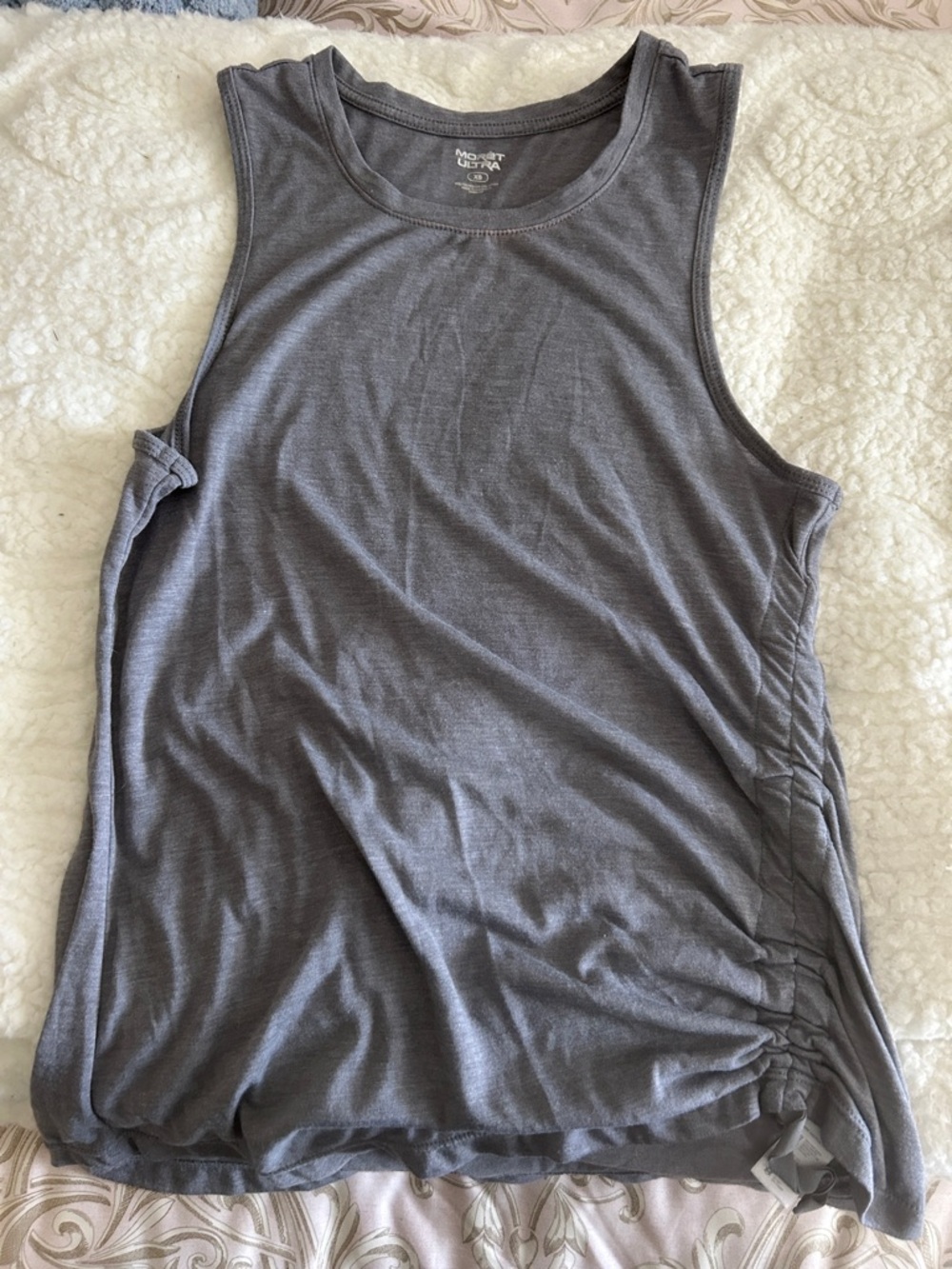 Women's Gray Sleeveless Tank Top with Side Ruching